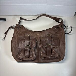 Eddie Bauer Buckle Flap Y2K Brown Leather Women's Shoulder Bag